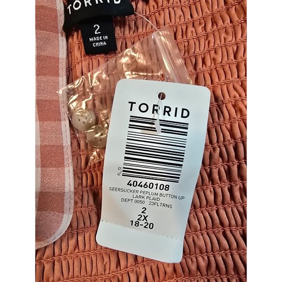 Torrid Size 2X Gingham Smocked Babydoll Tank Top Adjustable Straps New - Picture 7 of 13